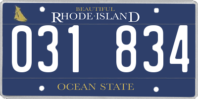 RI license plate 031834
