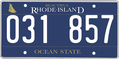 RI license plate 031857