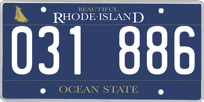 RI license plate 031886