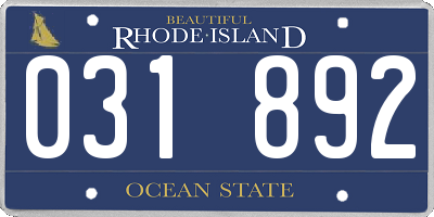 RI license plate 031892