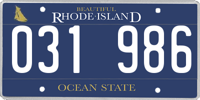 RI license plate 031986