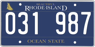 RI license plate 031987