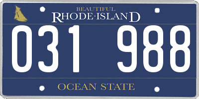 RI license plate 031988