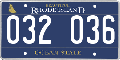 RI license plate 032036