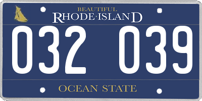 RI license plate 032039
