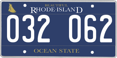 RI license plate 032062