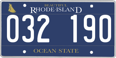 RI license plate 032190