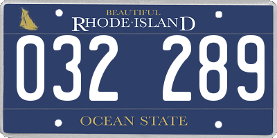 RI license plate 032289