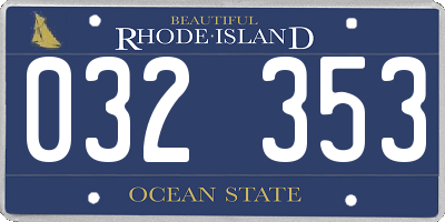 RI license plate 032353