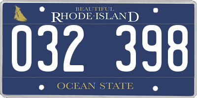 RI license plate 032398