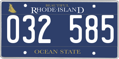 RI license plate 032585