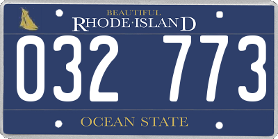 RI license plate 032773