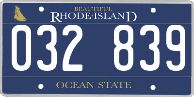 RI license plate 032839