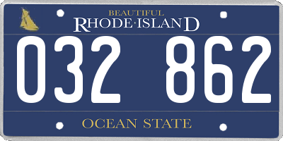 RI license plate 032862