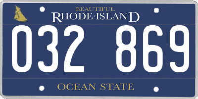 RI license plate 032869