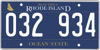 RI license plate 032934