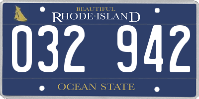 RI license plate 032942