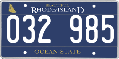 RI license plate 032985