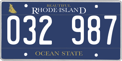 RI license plate 032987