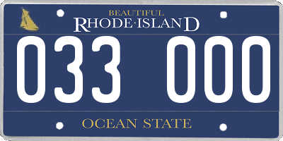 RI license plate 033000