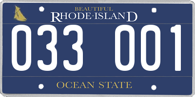RI license plate 033001