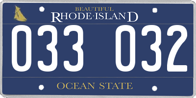 RI license plate 033032