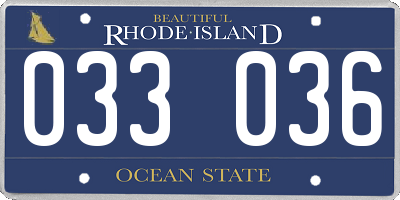 RI license plate 033036