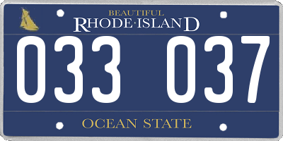RI license plate 033037