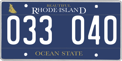 RI license plate 033040
