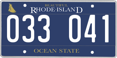 RI license plate 033041