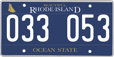 RI license plate 033053