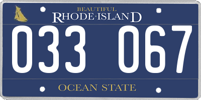 RI license plate 033067