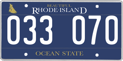 RI license plate 033070