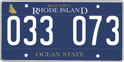 RI license plate 033073