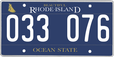 RI license plate 033076