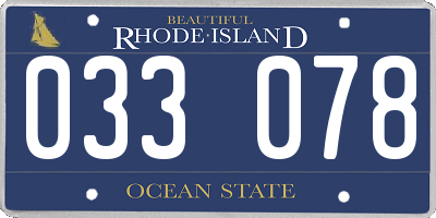 RI license plate 033078
