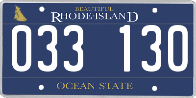 RI license plate 033130