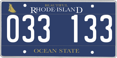 RI license plate 033133