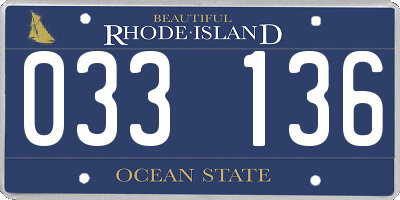 RI license plate 033136