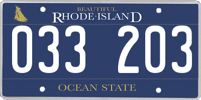 RI license plate 033203