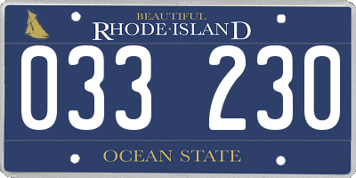 RI license plate 033230