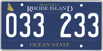 RI license plate 033233