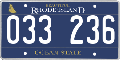 RI license plate 033236