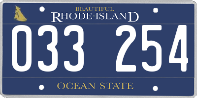 RI license plate 033254