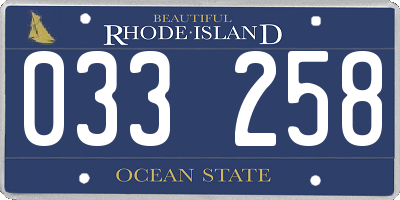 RI license plate 033258