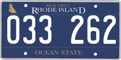 RI license plate 033262