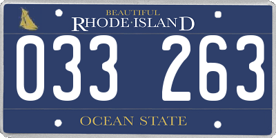 RI license plate 033263