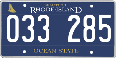 RI license plate 033285