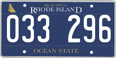 RI license plate 033296
