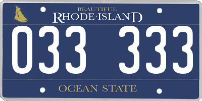 RI license plate 033333